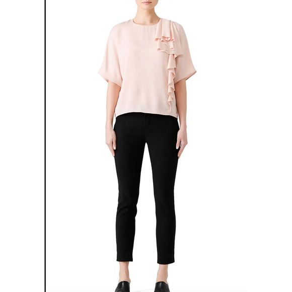 Jason Wu Tops - Jason Wu Grey Satin Classic Dolman Sleeve Crew Neck Draped Ruffled Blouse Pink